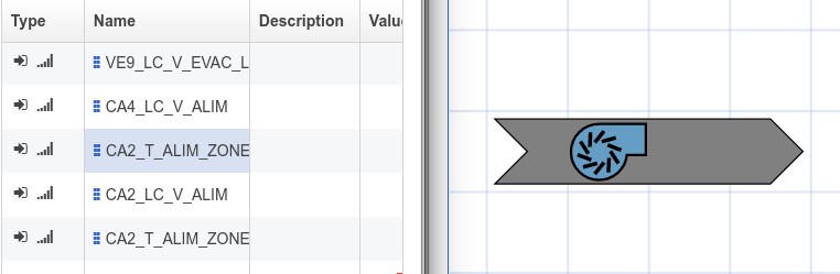Dragging a BACnet object onto a Graphivac HVAC diagram component